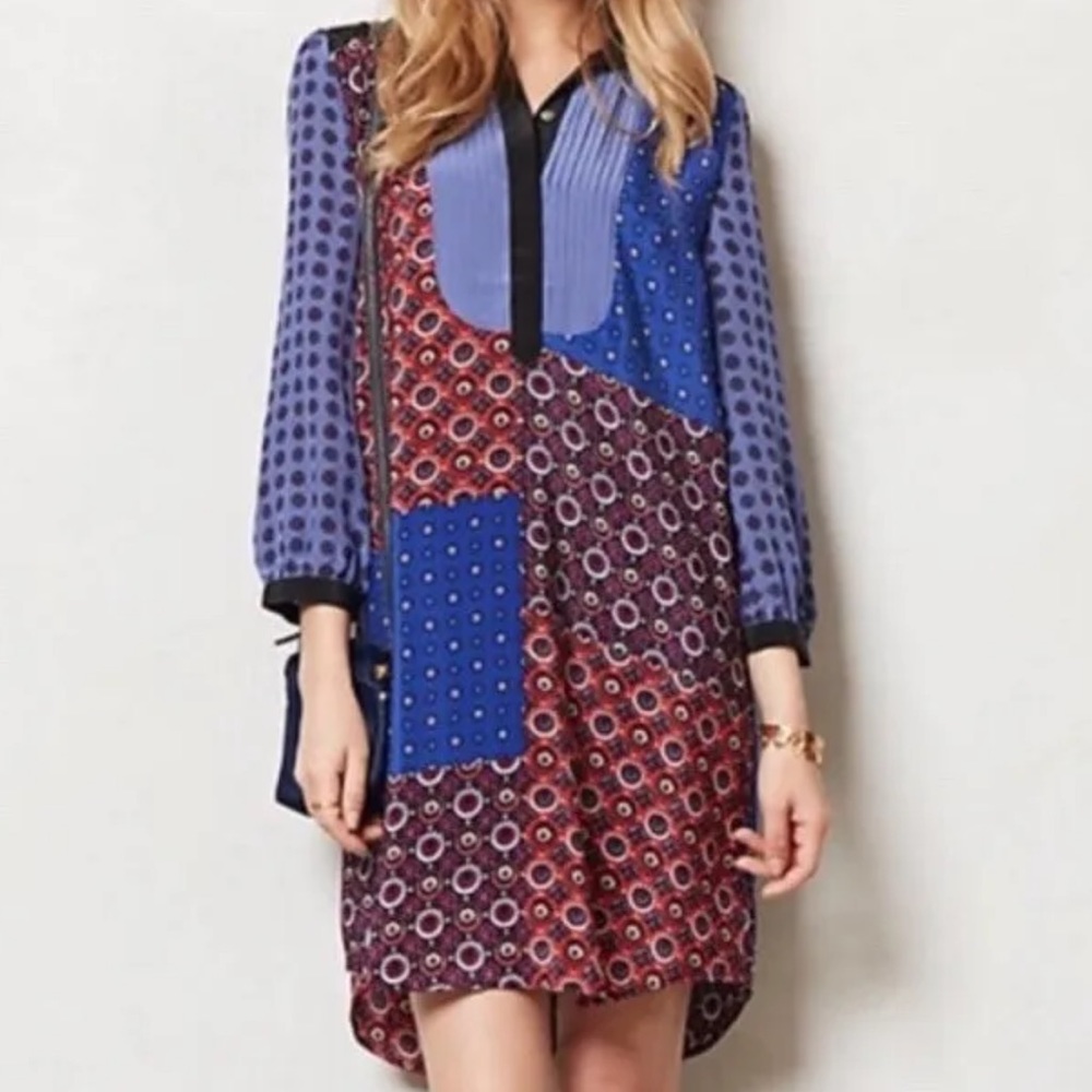 Moulinette Soeurs for Anthro patchwork Foulard silk tunic/dress